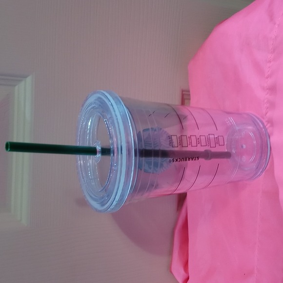 Starbucks 16oz Grande Hard Plastic Cup With Green Straw - Picture 3 of 4